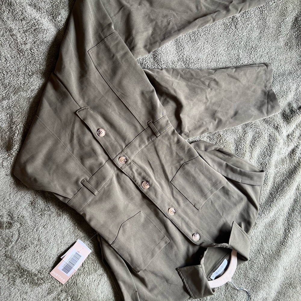 Olive Green Jumpsuit with Button Details